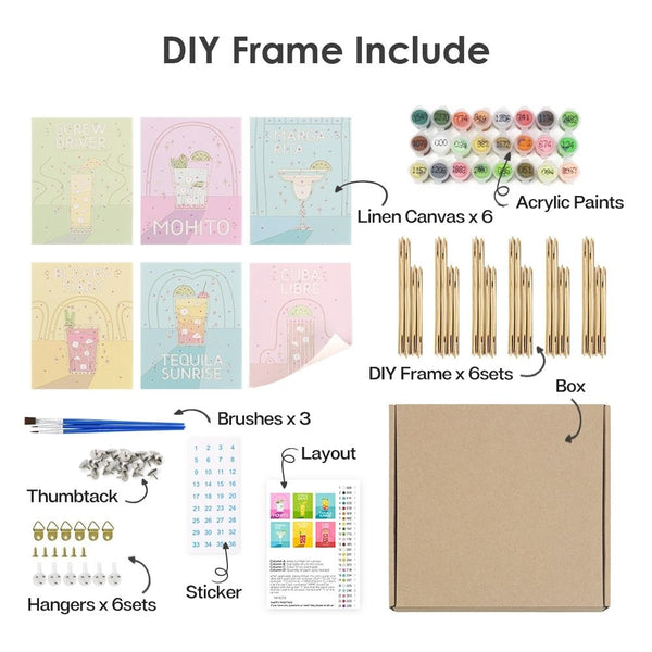 Paint by Numbers – 6 Canvas Set | Famous Cocktails