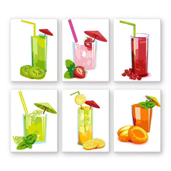 Paint by Numbers – 6 Canvas Set | Fresh Fruit Juices Figured'Art