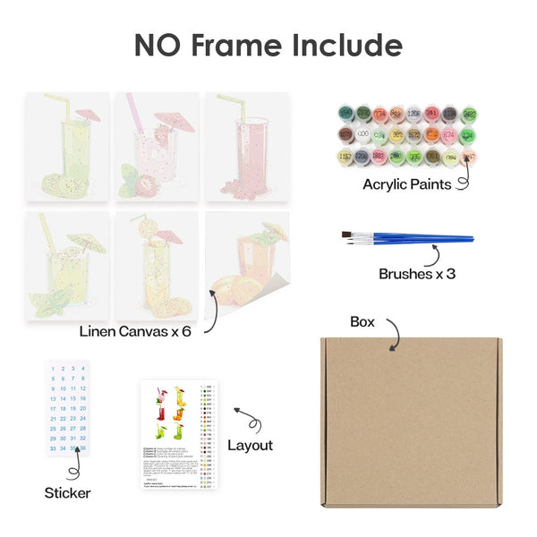 Paint by Numbers – 6 Canvas Set | Fresh Fruit Juices