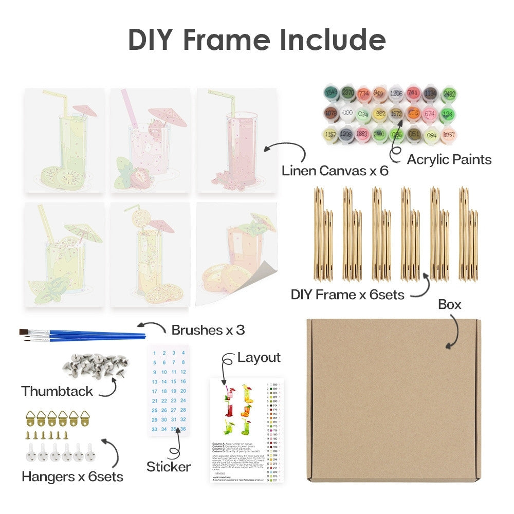 Paint by Numbers – 6 Canvas Set | Fresh Fruit Juices