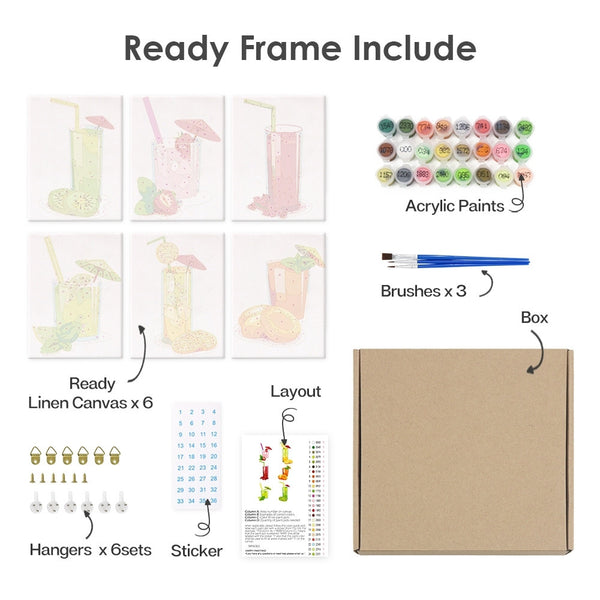 Paint by Numbers – 6 Canvas Set | Fresh Fruit Juices