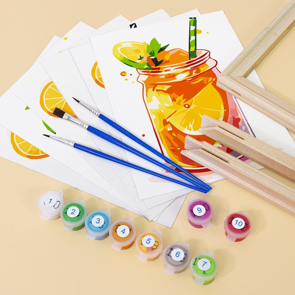 Paint by Numbers – 6 Canvas Set | Fruity Mason Jar Drinks