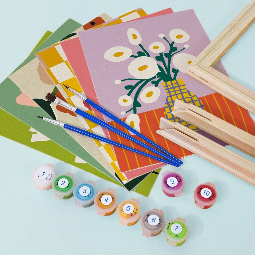 Paint by Numbers – 6 Canvas Set | Abstract Floral Vases