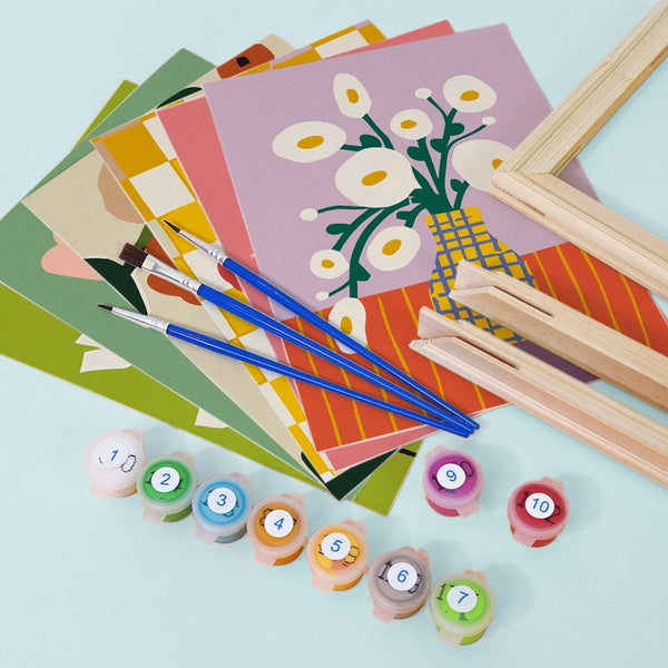 Paint by Numbers – 6 Canvas Set | Abstract Floral Vases