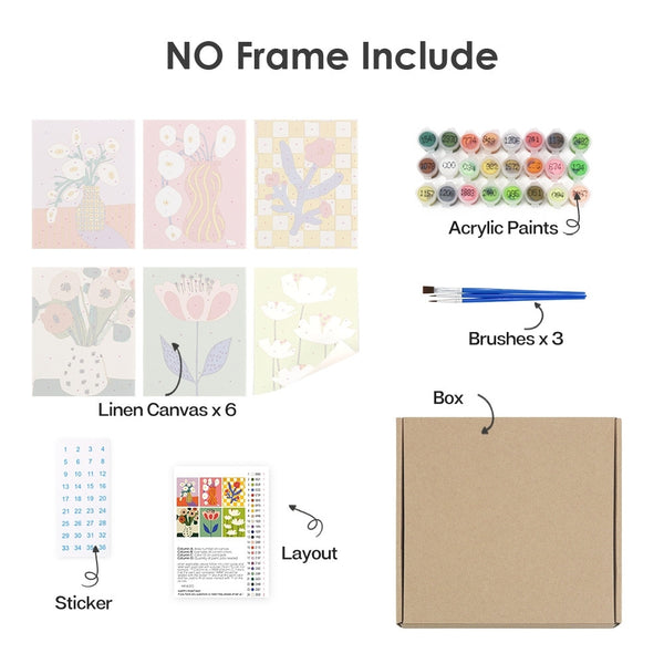 Paint by Numbers – 6 Canvas Set | Abstract Floral Vases