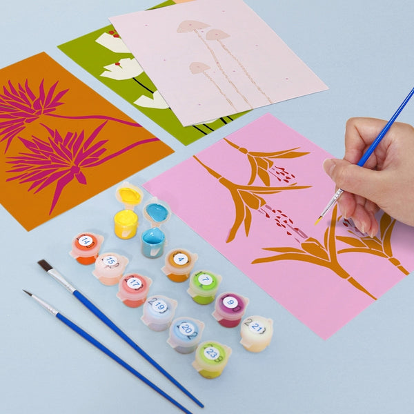 Paint by Numbers – 6 Canvas Set | Modern Floral Prints