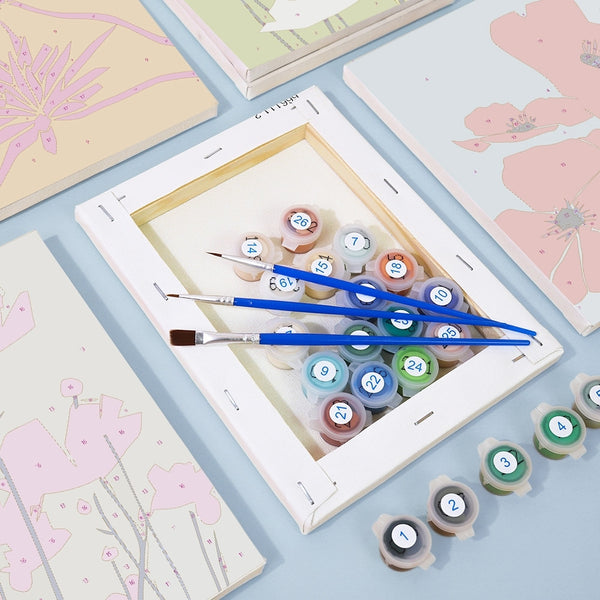 Paint by Numbers – 6 Canvas Set | Modern Floral Prints