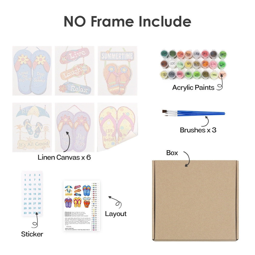 Paint by Numbers – 6 Canvas Set | Flip-Flop Summer Signs
