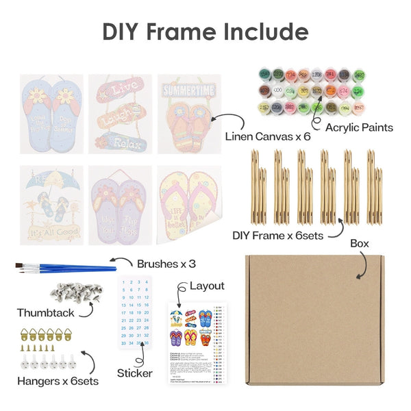 Paint by Numbers – 6 Canvas Set | Flip-Flop Summer Signs