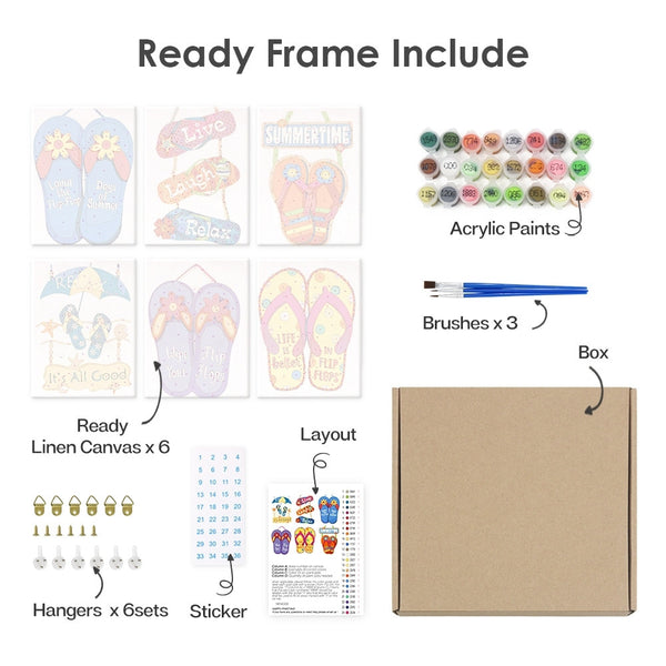 Paint by Numbers – 6 Canvas Set | Flip-Flop Summer Signs