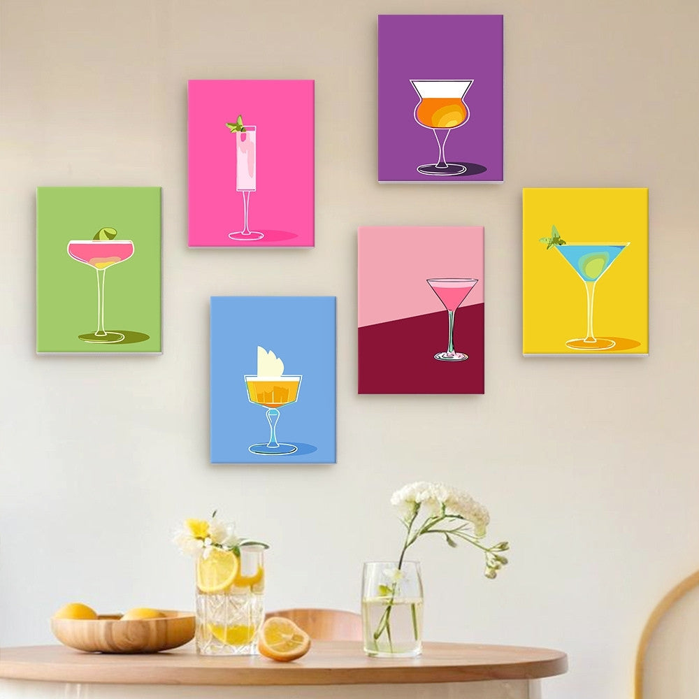 Paint by Numbers – 6 Canvas Set | Stylish Cocktail Glasses