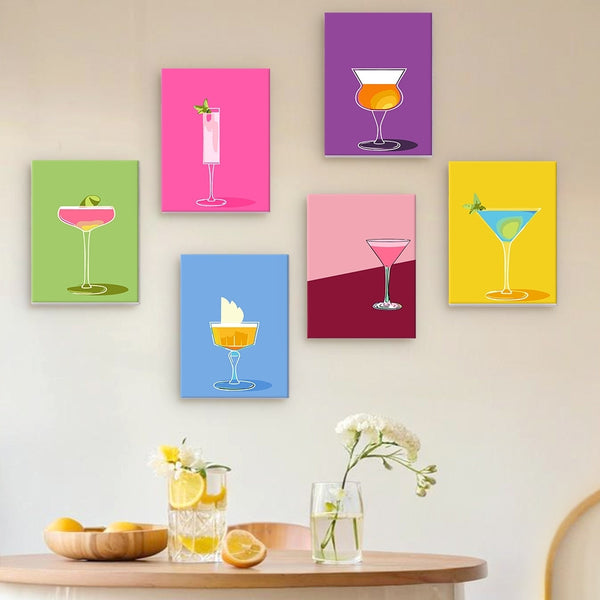 Paint by Numbers – 6 Canvas Set | Stylish Cocktail Glasses