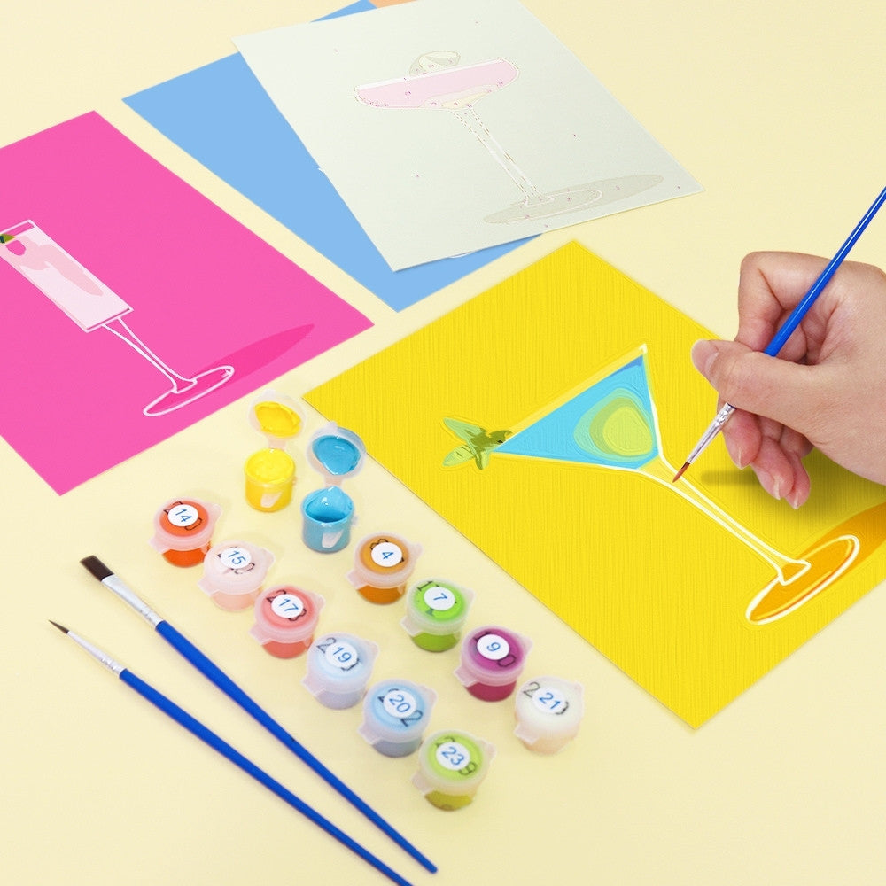 Paint by Numbers – 6 Canvas Set | Stylish Cocktail Glasses