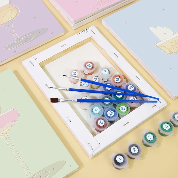Paint by Numbers – 6 Canvas Set | Stylish Cocktail Glasses