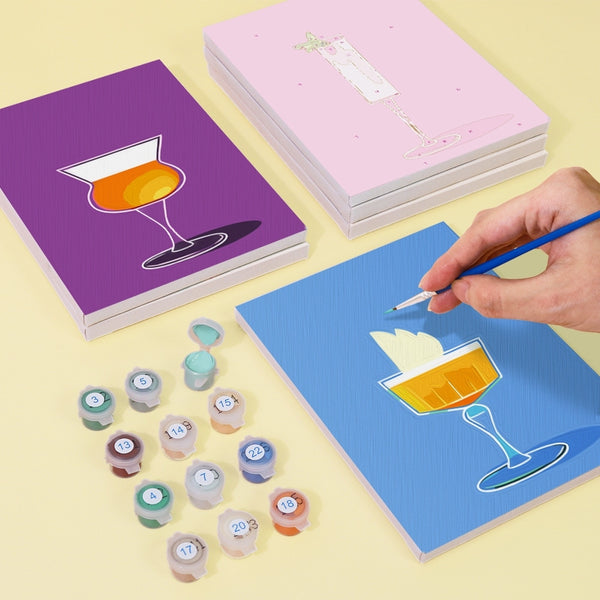 Paint by Numbers – 6 Canvas Set | Stylish Cocktail Glasses