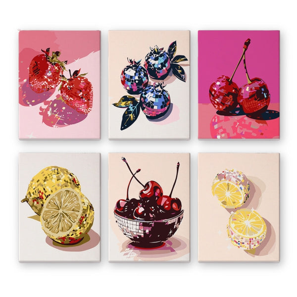Paint by Numbers – 6 Canvas Set | Disco Fruits Figured'Art