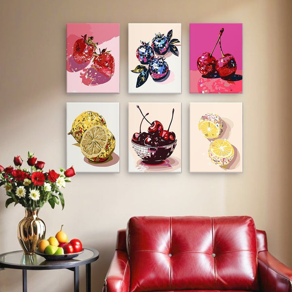 Paint by Numbers – 6 Canvas Set | Disco Fruits