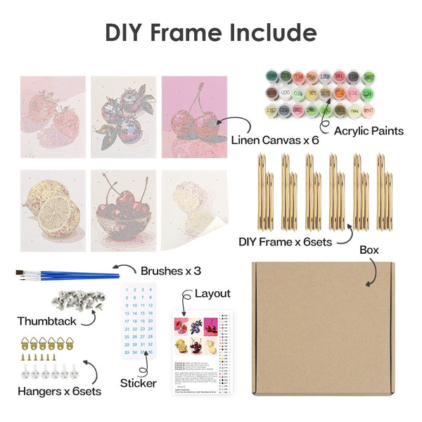Paint by Numbers – 6 Canvas Set | Disco Fruits