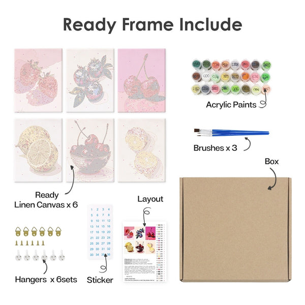 Paint by Numbers – 6 Canvas Set | Disco Fruits
