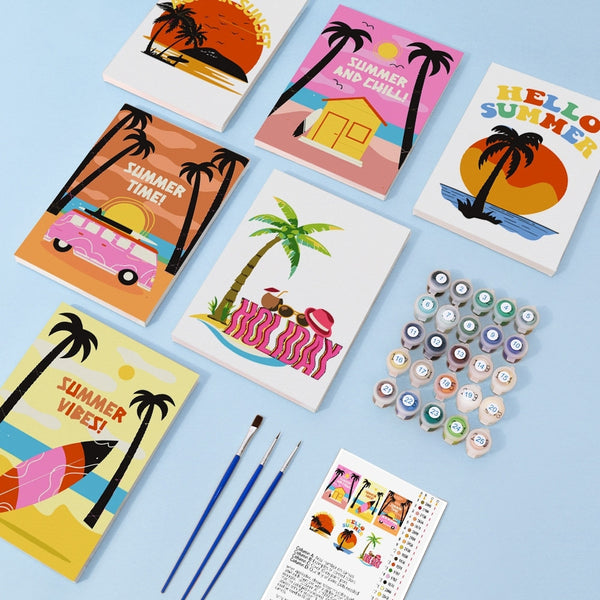 Paint by Numbers – 6 Canvas Set | Summer Beach Posters