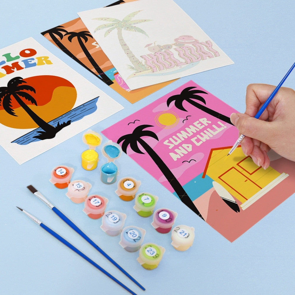 Paint by Numbers – 6 Canvas Set | Summer Beach Posters