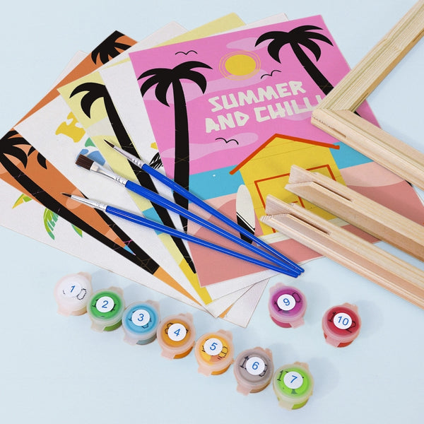 Paint by Numbers – 6 Canvas Set | Summer Beach Posters
