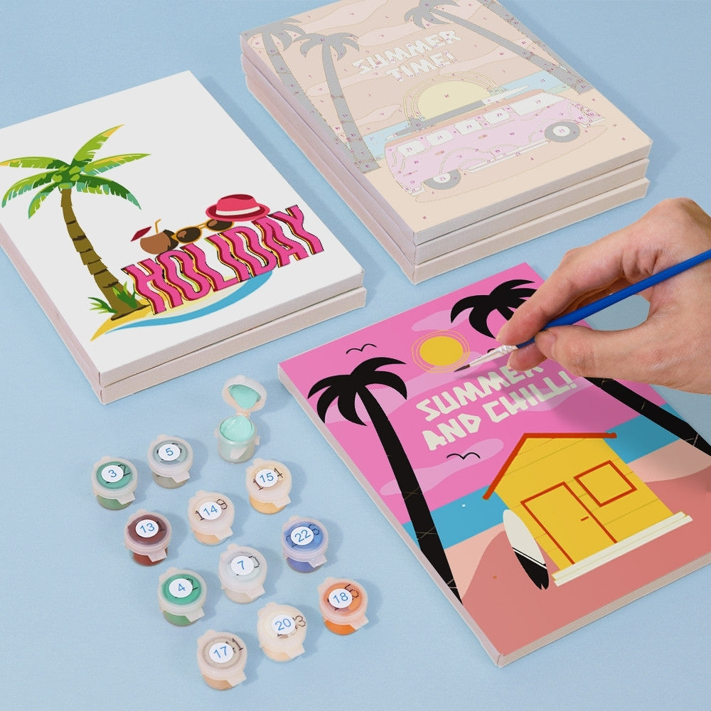 Paint by Numbers – 6 Canvas Set | Summer Beach Posters