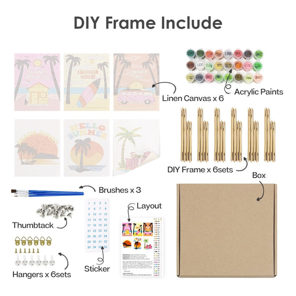 Paint by Numbers – 6 Canvas Set | Summer Beach Posters