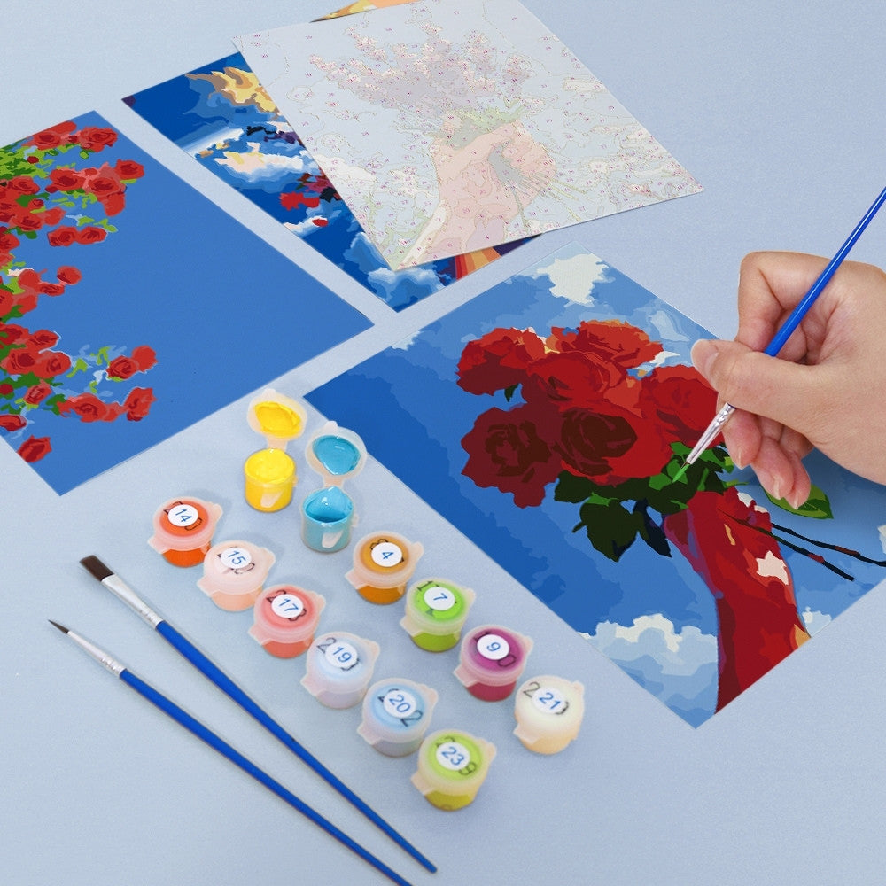 Paint by Numbers – 6 Canvas Set | Flower Bouquets in the Sky
