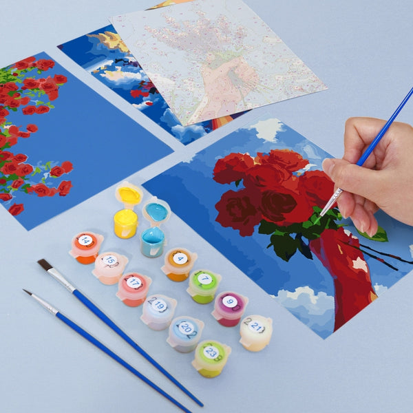 Paint by Numbers – 6 Canvas Set | Flower Bouquets in the Sky