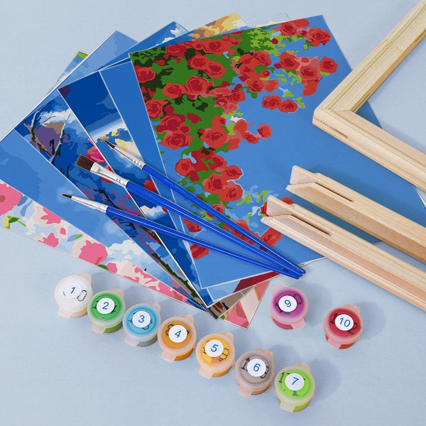 Paint by Numbers – 6 Canvas Set | Flower Bouquets in the Sky