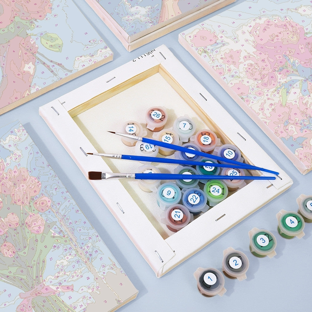 Paint by Numbers – 6 Canvas Set | Flower Bouquets in the Sky