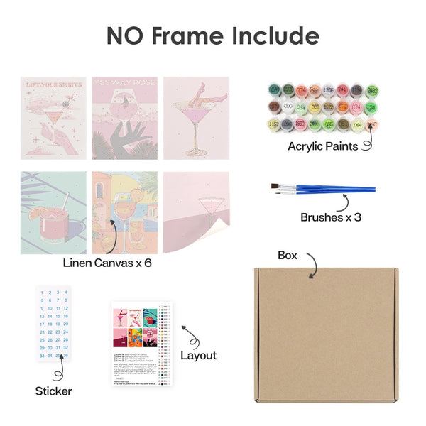Paint by Numbers – 6 Canvas Set | Chic Cocktail Posters