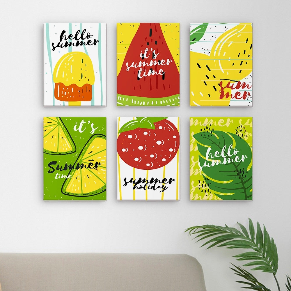 Paint by Numbers – 6 Canvas Set | Summer Fruit Illustrations