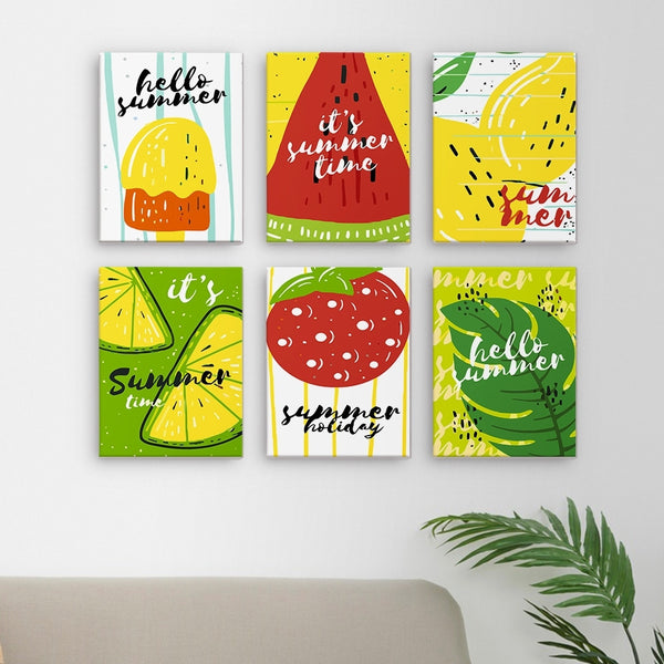 Paint by Numbers – 6 Canvas Set | Summer Fruit Illustrations