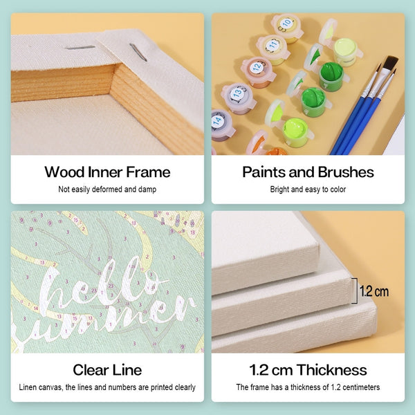 Paint by Numbers – 6 Canvas Set | Summer Fruit Illustrations