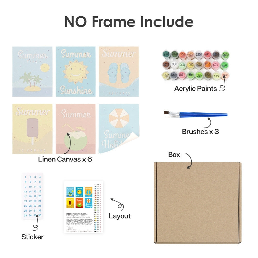 Paint by Numbers – 6 Canvas Set | Summer Holiday Posters