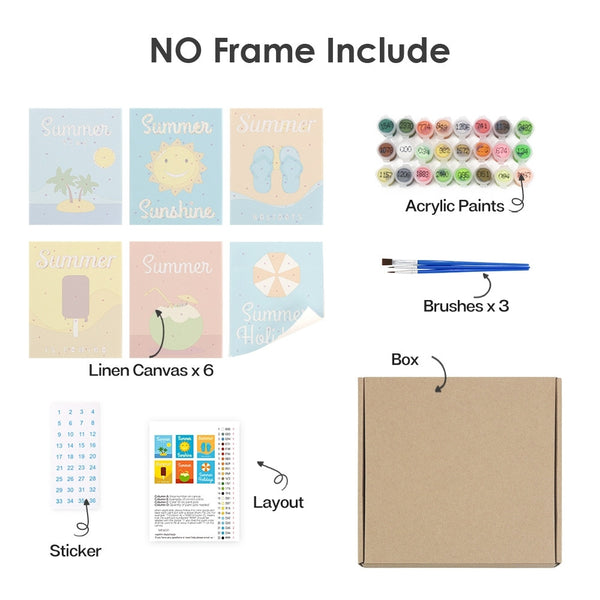 Paint by Numbers – 6 Canvas Set | Summer Holiday Posters