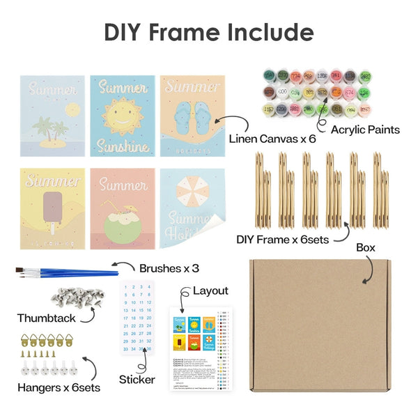 Paint by Numbers – 6 Canvas Set | Summer Holiday Posters