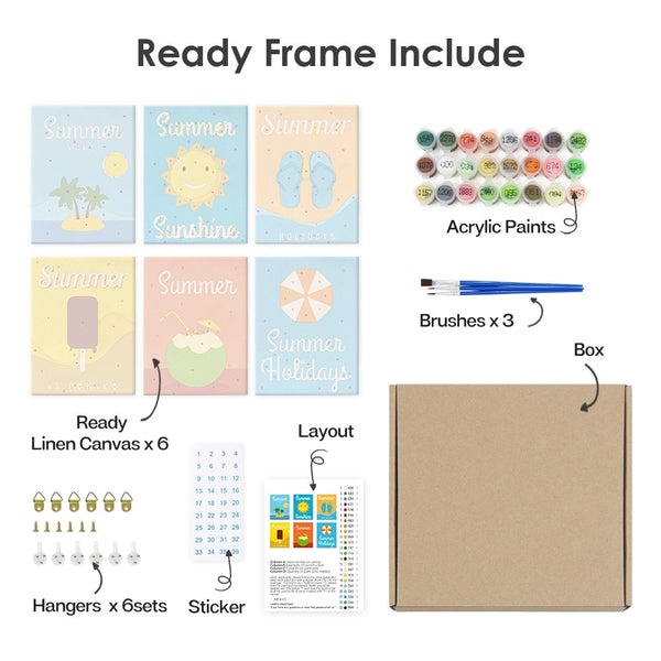 Paint by Numbers – 6 Canvas Set | Summer Holiday Posters