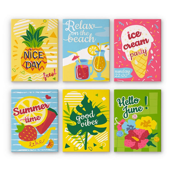 Paint by Numbers – 6 Canvas Set | Good Vibes Summer Figured'Art