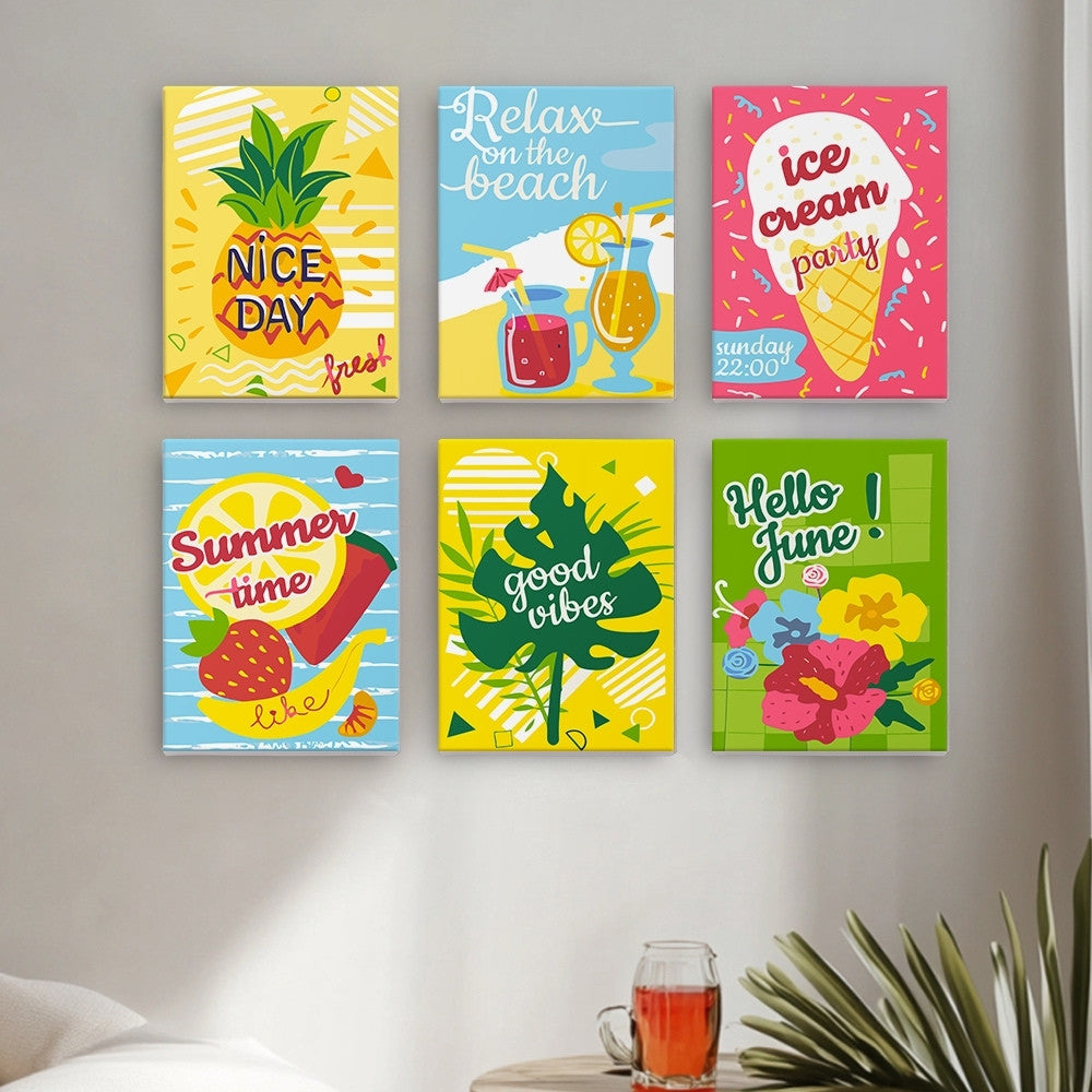 Paint by Numbers – 6 Canvas Set | Good Vibes Summer