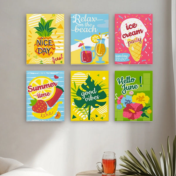 Paint by Numbers – 6 Canvas Set | Good Vibes Summer