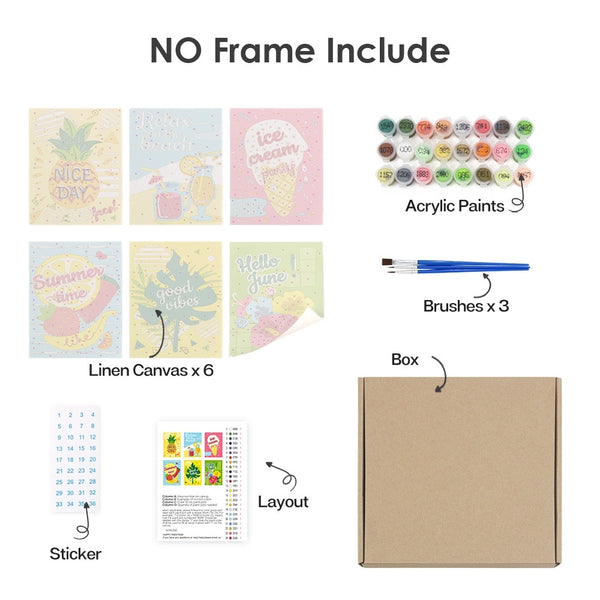 Paint by Numbers – 6 Canvas Set | Good Vibes Summer