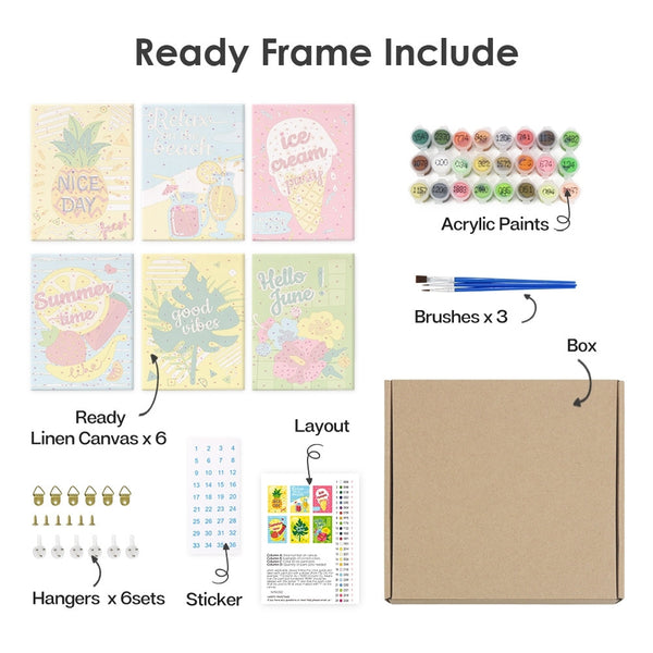 Paint by Numbers – 6 Canvas Set | Good Vibes Summer
