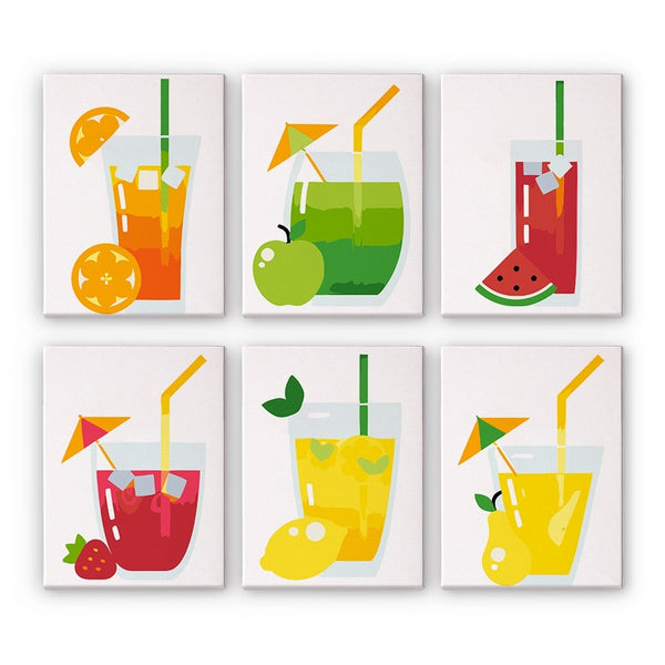 Paint by Numbers – 6 Canvas Set | Fruity Drinks Figured'Art