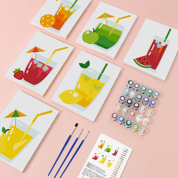 Paint by Numbers – 6 Canvas Set | Fruity Drinks