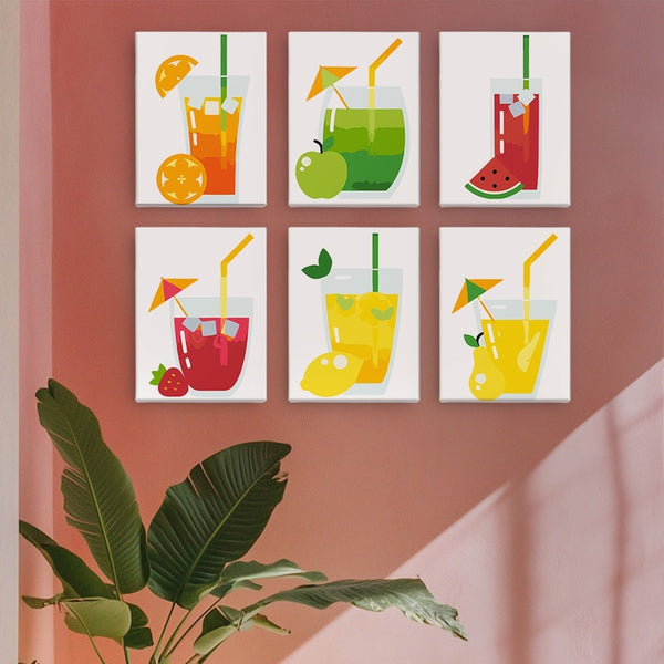 Paint by Numbers – 6 Canvas Set | Fruity Drinks