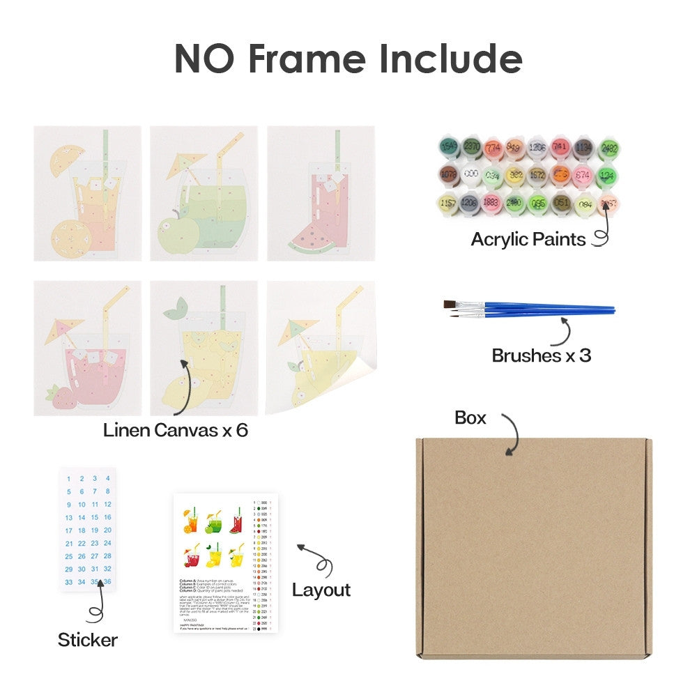 Paint by Numbers – 6 Canvas Set | Fruity Drinks