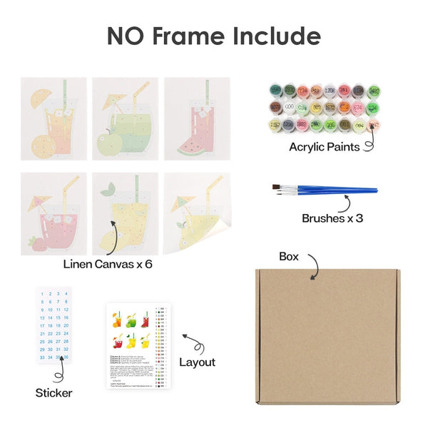 Paint by Numbers – 6 Canvas Set | Fruity Drinks